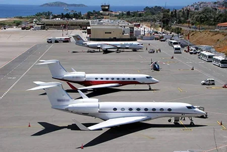 Private aircraft at the airport